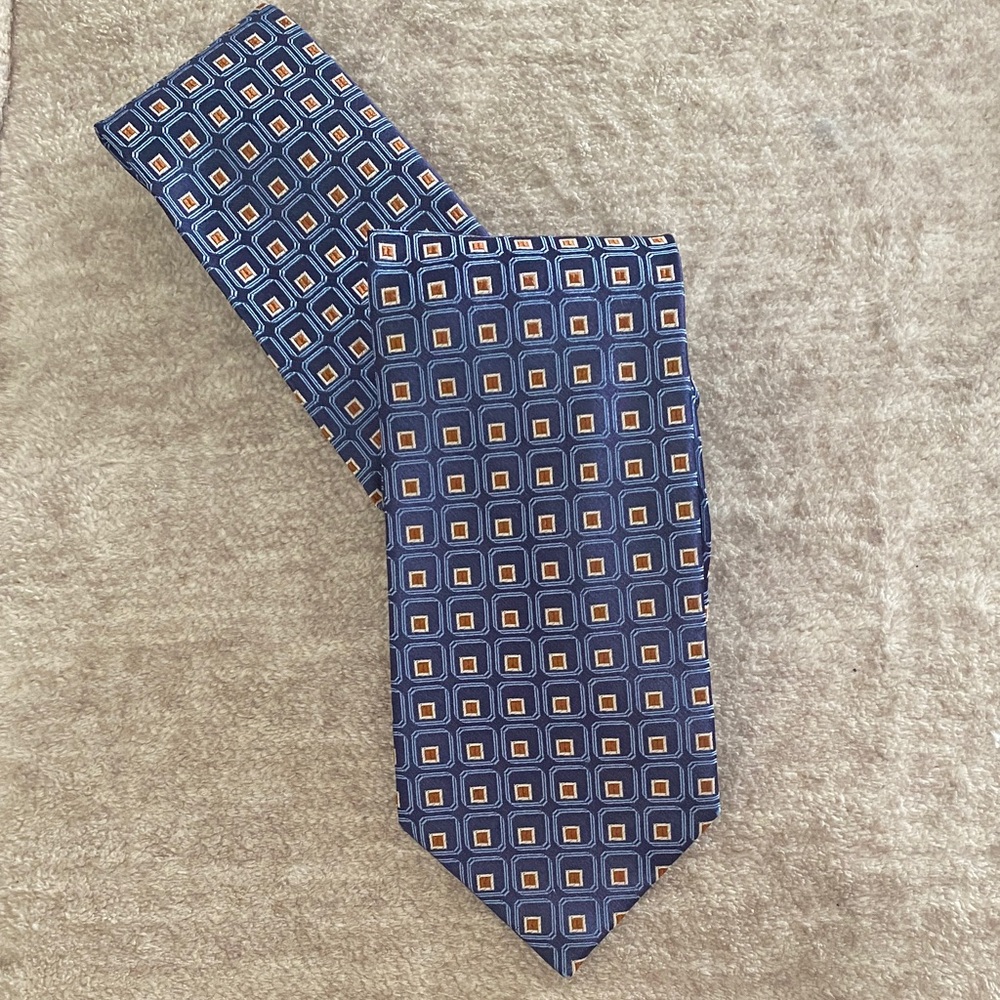 Jos. A. Bank Blue and Gold Square Pattern Tie